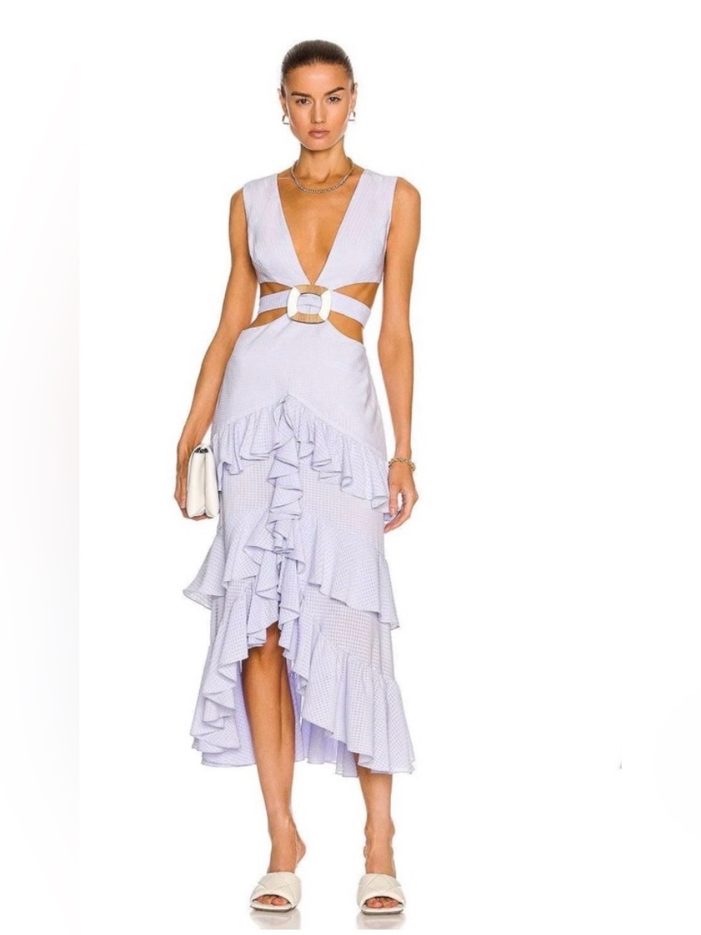 NWOT PatBO Lilac Cutout Ruffle High-Low Dress